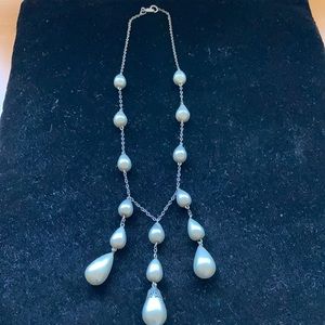 Vintage grey pearl tiered necklace